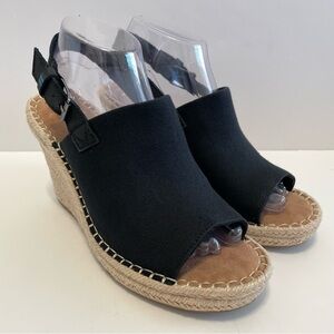 TOMS Women's Monica Wedge Espadrille Sandal Black Size 8.5